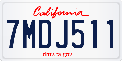 CA license plate 7MDJ511