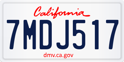 CA license plate 7MDJ517