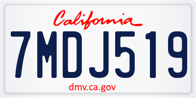 CA license plate 7MDJ519