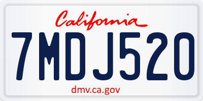 CA license plate 7MDJ520