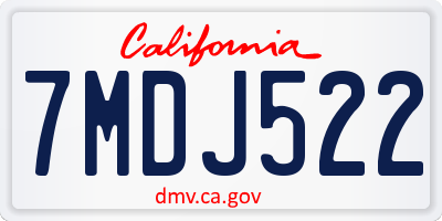 CA license plate 7MDJ522
