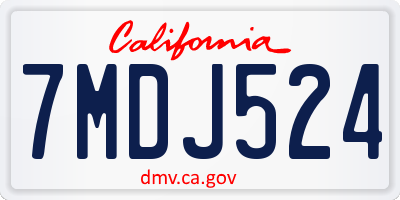 CA license plate 7MDJ524