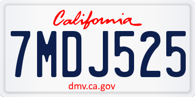 CA license plate 7MDJ525