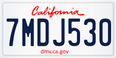 CA license plate 7MDJ530