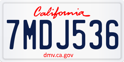 CA license plate 7MDJ536