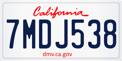 CA license plate 7MDJ538