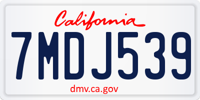 CA license plate 7MDJ539