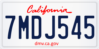 CA license plate 7MDJ545