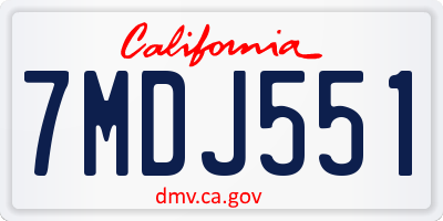 CA license plate 7MDJ551