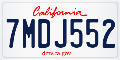 CA license plate 7MDJ552