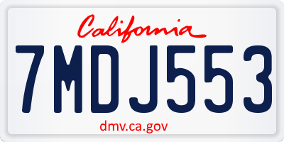 CA license plate 7MDJ553