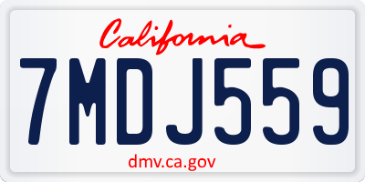 CA license plate 7MDJ559