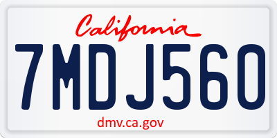 CA license plate 7MDJ560