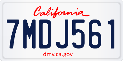 CA license plate 7MDJ561