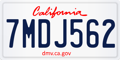 CA license plate 7MDJ562