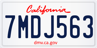 CA license plate 7MDJ563