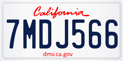 CA license plate 7MDJ566