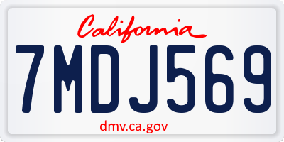 CA license plate 7MDJ569