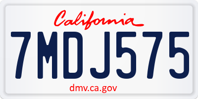CA license plate 7MDJ575
