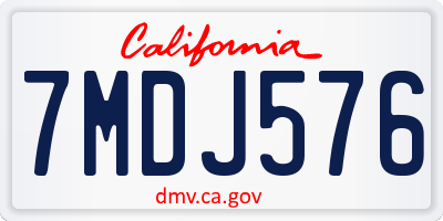 CA license plate 7MDJ576