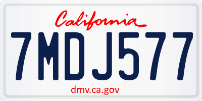 CA license plate 7MDJ577
