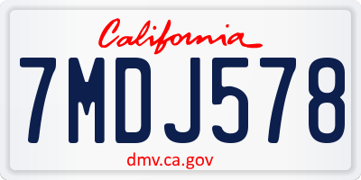 CA license plate 7MDJ578