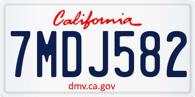 CA license plate 7MDJ582