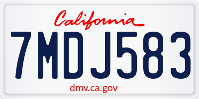 CA license plate 7MDJ583