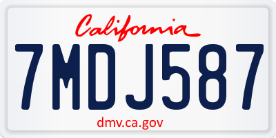 CA license plate 7MDJ587
