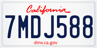 CA license plate 7MDJ588