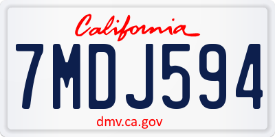 CA license plate 7MDJ594