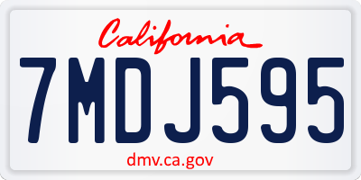 CA license plate 7MDJ595