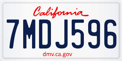 CA license plate 7MDJ596