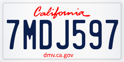 CA license plate 7MDJ597