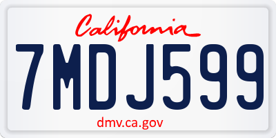 CA license plate 7MDJ599