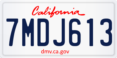 CA license plate 7MDJ613