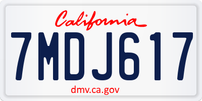 CA license plate 7MDJ617