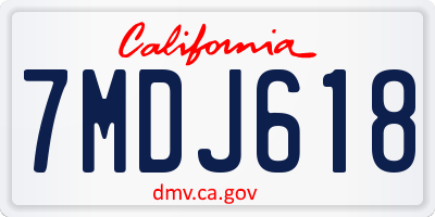CA license plate 7MDJ618