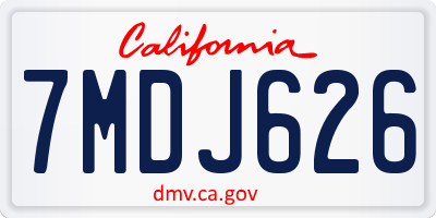 CA license plate 7MDJ626