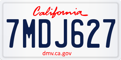 CA license plate 7MDJ627