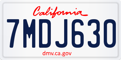 CA license plate 7MDJ630