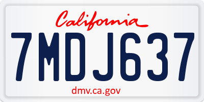 CA license plate 7MDJ637