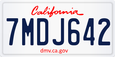 CA license plate 7MDJ642
