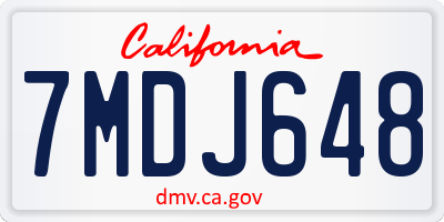 CA license plate 7MDJ648