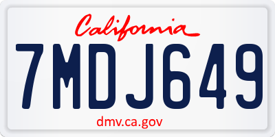 CA license plate 7MDJ649