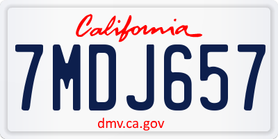 CA license plate 7MDJ657