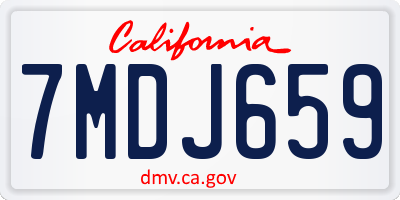 CA license plate 7MDJ659