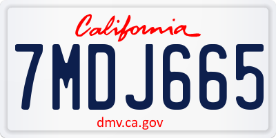 CA license plate 7MDJ665