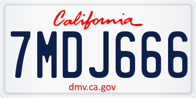 CA license plate 7MDJ666
