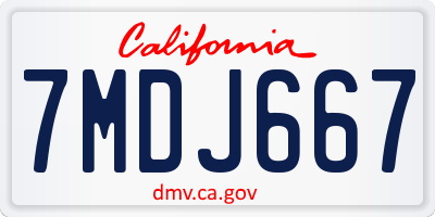 CA license plate 7MDJ667